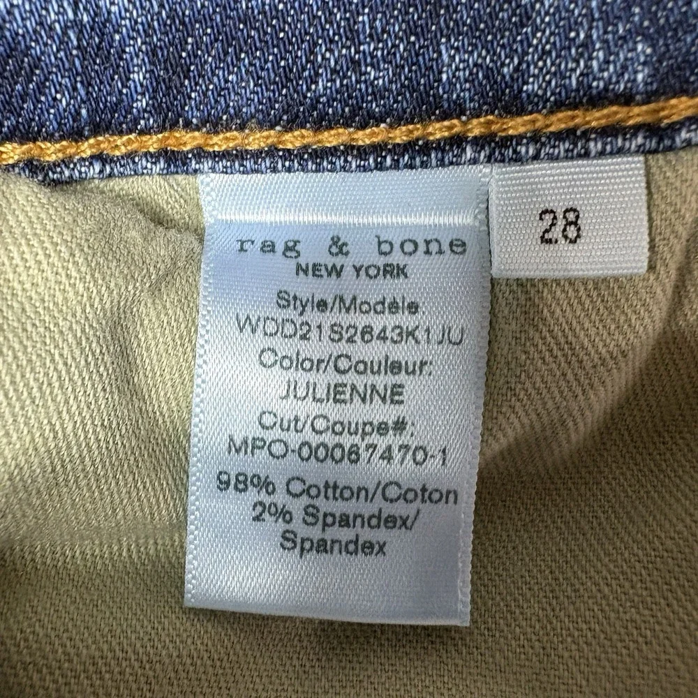Rag & Bone Dre Low Rise Slim Boyfriend Jeans Size 28 Raw Hem Blue - Picture 6 of 9